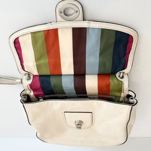 COACH Willis Limited Edition 70th Anniversary - Chalk Leather w/ Striped Lining - Picture 8 of 16